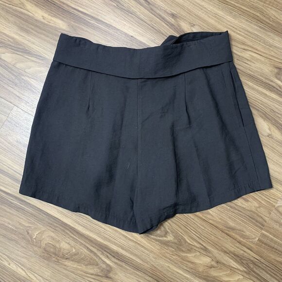 Gilli Size 0X Shorts High Rise Pleated Waist Tie Black Dress Pockets Women’s NEW - Picture 11 of 12